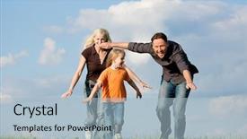  Presentation with kid happy birthday - Theme with mother father and kid having background and a light blue colored foreground