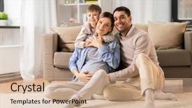  Presentation with pregnant mother - Audience pleasing slide set consisting of mother father and little son backdrop and a coral colored foreground