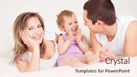  Presentation with happy baby - Audience pleasing theme consisting of mother father and their baby backdrop and a  colored foreground