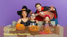  Presentation with purple wall - PPT theme featuring mother-father-and-their-kids background and a red colored foreground