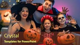  Presentation with happy kids - Presentation theme consisting of mother-father-and-their-kids background and a tawny brown colored foreground