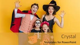  Presentation with kids zoo party - Theme with mother-father-and-their-kids background and a gold colored foreground