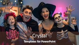  Presentation with muslim kids halloween - Theme enhanced with mother-father-and-their-kids background and a tawny brown colored foreground