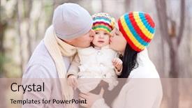  Presentation with family time fishing - PPT theme with mother father baby - happy young family with their background and a soft green colored foreground