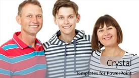  Presentation with father - PPT theme featuring mother father with son teenager background and a  colored foreground