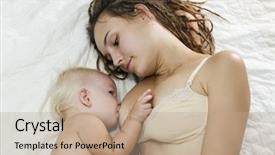  Presentation with breastfeeding - Audience pleasing slide deck consisting of mother feed little baby backdrop and a coral colored foreground
