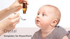  Presentation with mother baby - Audience pleasing PPT layouts consisting of mother-feeding-baby-boy backdrop and a coral colored foreground