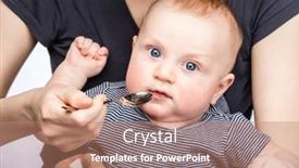  Presentation with mother baby - PPT theme enhanced with mother-feeding-baby-boy background and a coral colored foreground