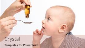  Presentation with mother baby - Slides having mother-feeding-baby-boy background and a coral colored foreground