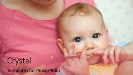  Presentation with baby food - Beautiful PPT layouts featuring mother feeding baby food backdrop and a coral colored foreground
