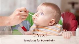  Presentation with baby food - Beautiful slide set featuring mother feeding baby food backdrop and a lemonade colored foreground