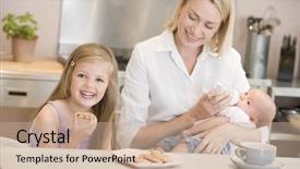  Presentation with mother feeding baby breast milk - Amazing theme having mother feeding baby in kitchen backdrop and a coral colored foreground