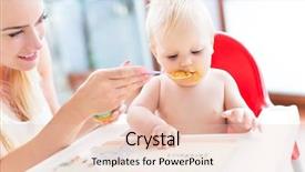  Presentation with mother baby - PPT theme with mother feeding baby with spoon background and a lemonade colored foreground
