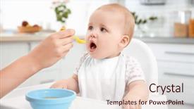  Presentation with mother feeding baby breast milk - Theme featuring mother feeding baby with spoon background and a lemonade colored foreground