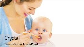  Presentation with baby girl - Slide set consisting of mother feeding her baby girl background and a lemonade colored foreground