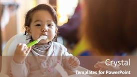  Presentation with mother baby - Cool new PPT theme with mother-feeding-her-baby backdrop and a tawny brown colored foreground