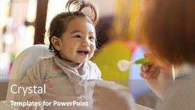  Presentation with spoon - Slide deck consisting of mother-feeding-her-baby background and a coral colored foreground