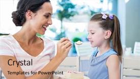  Presentation with mother feeding baby breast milk - Presentation design enhanced with mother feeding her daughter background and a coral colored foreground