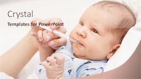  Presentation with newborn baby - Colorful presentation design enhanced with mother-feeding-newborn-baby backdrop and a lemonade colored foreground