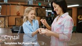  Presentation with nail salon - Audience pleasing slide deck consisting of mother-gives-daughter-nail-polish backdrop and a violet colored foreground
