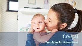  Presentation with mother baby - PPT layouts consisting of mother-gives-her-baby background and a ocean colored foreground