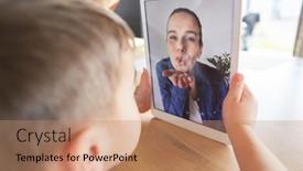  Presentation with birthday - Presentation design featuring mother-gives-her-little-son background and a coral colored foreground