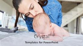  Presentation with diaper - Slide set enhanced with mother-gives-her-newborn-baby background and a lemonade colored foreground