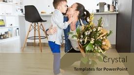  Presentation with mother son flowers - Slides with mother-gives-her-son background and a  colored foreground