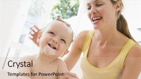  Presentation with baby bath - Cool new theme with mother giving baby bubble bath backdrop and a coral colored foreground