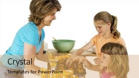  Presentation with blueberry - Audience pleasing presentation design consisting of mother giving children blueberry muffins backdrop and a yellow colored foreground