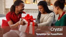  Presentation with love mother - Beautiful PPT layouts featuring mother giving christmas gift backdrop and a tawny brown colored foreground
