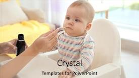  Presentation with mother baby - Colorful PPT theme enhanced with mother giving medicine for baby backdrop and a soft green colored foreground