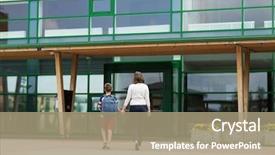  Presentation with school family - Cool new PPT layouts with mother going to school backdrop and a coral colored foreground