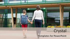  Presentation with school family - Presentation having mother going to school background and a lemonade colored foreground