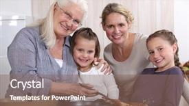  Presentation with teeens cooking - Presentation theme featuring mother grandmother and girls cooking background and a violet colored foreground