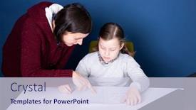  Presentation with normal - PPT layouts enhanced with mother-helping-her-daughter background and a sky blue colored foreground