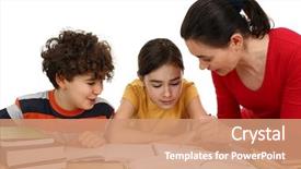  Presentation with study - Presentation enhanced with mother helping her kids do background and a coral colored foreground