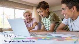  Presentation with homework - Cool new presentation theme with mother-helping-her-kids-doing backdrop and a sky blue colored foreground