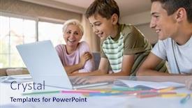  Presentation with homework - Colorful theme enhanced with mother-helping-her-kids-doing backdrop and a sky blue colored foreground