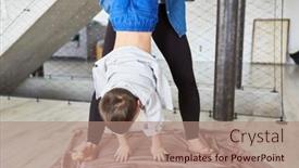  Presentation with living room - Presentation featuring mother-helping-little-son background and a coral colored foreground