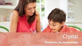 Presentation with homework - Amazing theme having mother helping son with homework backdrop and a coral colored foreground