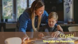  Presentation with homework - Theme having mother-helping-son-with-homework background and a tawny brown colored foreground