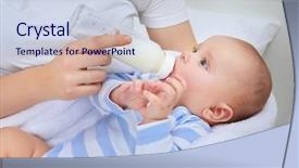  Presentation with baby bottle - Cool new theme with mother holding and feeding baby backdrop and a lemonade colored foreground