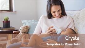  Presentation with baby milk - Presentation theme with mother holding and feeding baby background and a coral colored foreground