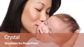  Presentation with mother love - Beautiful theme featuring mother holding baby son backdrop and a red colored foreground