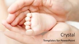  Presentation with mother child - PPT theme having mother holding her child's foot background and a lemonade colored foreground
