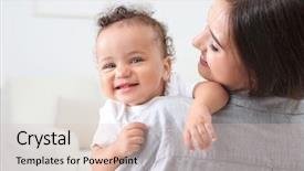  Presentation with baby shower - Theme featuring mother holding cute baby background and a lemonade colored foreground