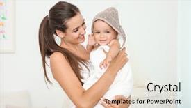  Presentation with cute baby - PPT theme consisting of mother holding cute baby background and a lemonade colored foreground