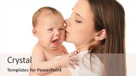  Presentation with cute baby - Slide deck featuring mother holding cute newborn baby background and a  colored foreground