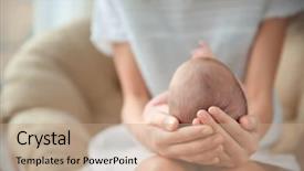  Presentation with neonatal premature newborn baby girl - Theme having mother holding cute newborn baby background and a  colored foreground